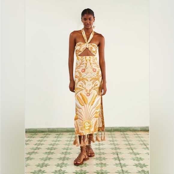 farm rio jungle chic sand dress size medium - Picture 1 of 5